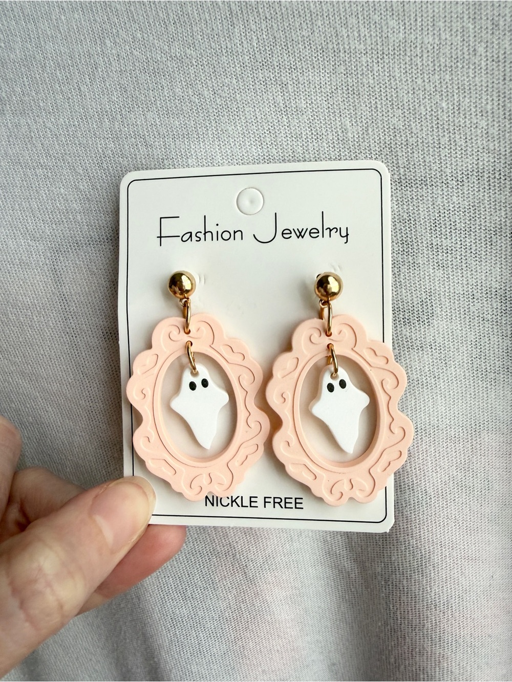 Fashion Jewelry Peach Frame Ghost Drop Earrings